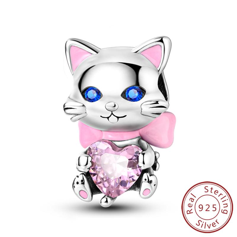 Fit Original Copper Charm Beads Cute Animal Puppy Dog Cat For Bracelet Diy Women Fine Jewelry Making