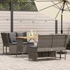 3 Piece Garden Sofa Set with Cushions Grey Poly Rattan