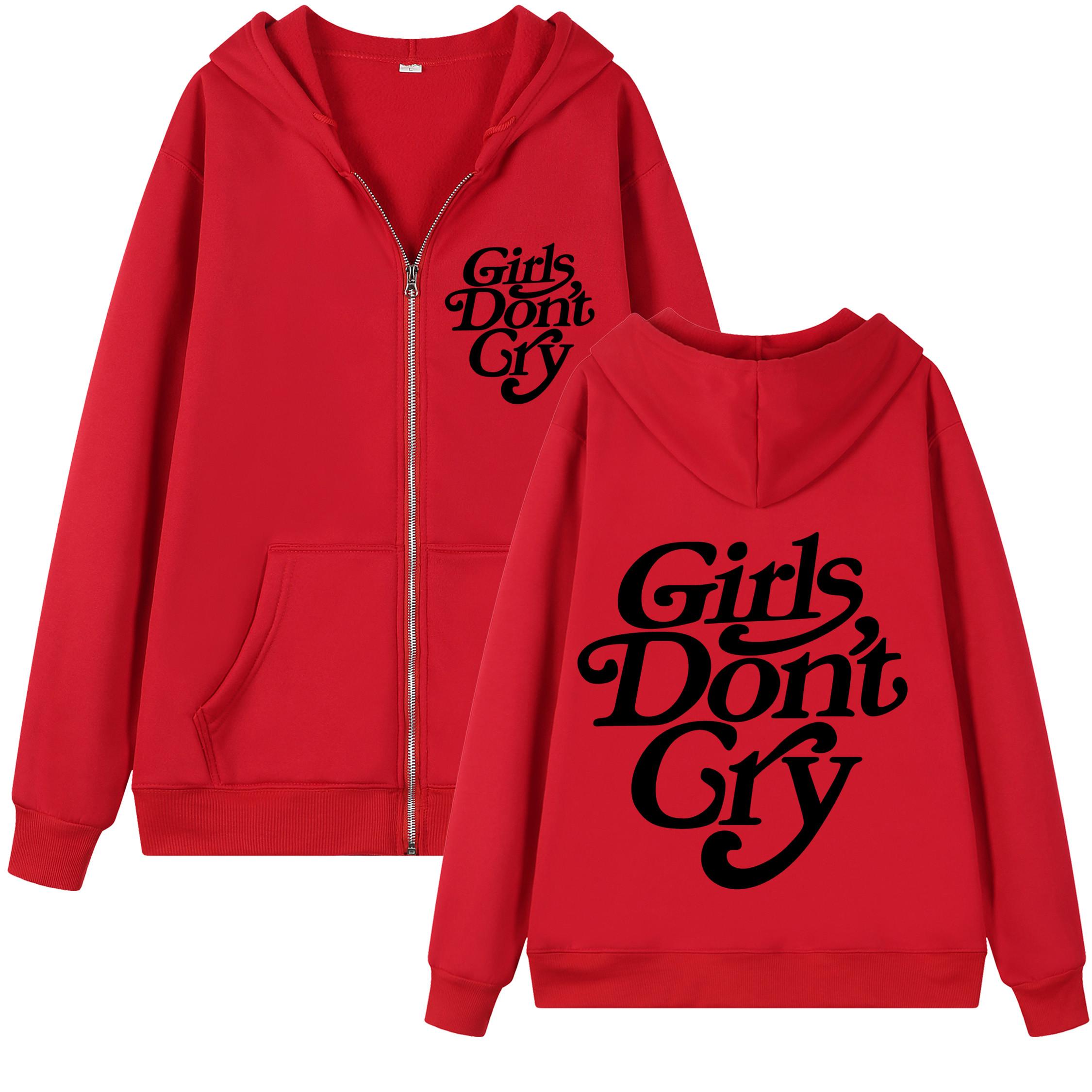 

Девочки не плачут, новый стиль, унисекс и женская молния, черно-белые надписи с принтом, повседневный унисекс и женский уличный свитер на молнии XL