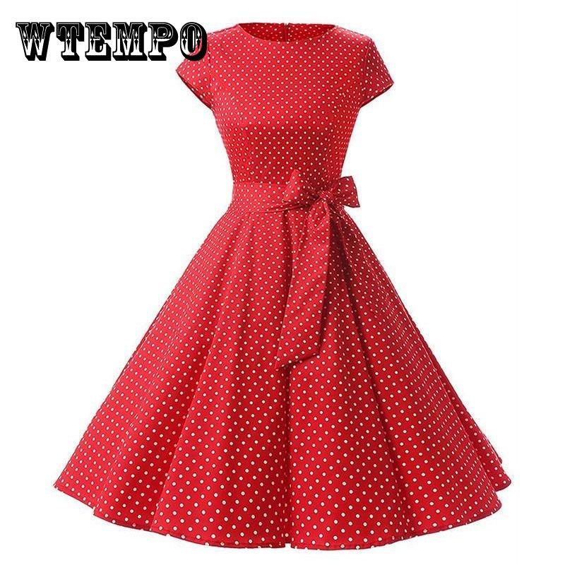 Женские винтажные ретро-платья для выпускного в горошек с принтом в ...