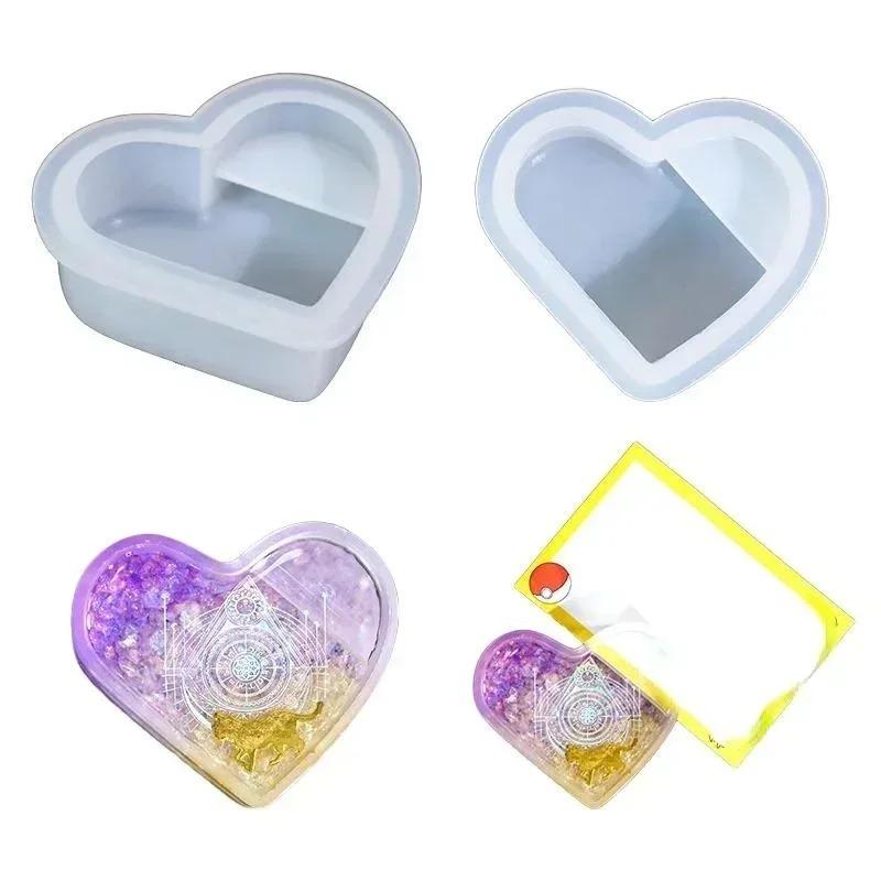 Heart Card Holder Silicone Mold DIY Concrete Cement Business Making Plaster Resin Casting Mould Home Handicraft Desktop Decor