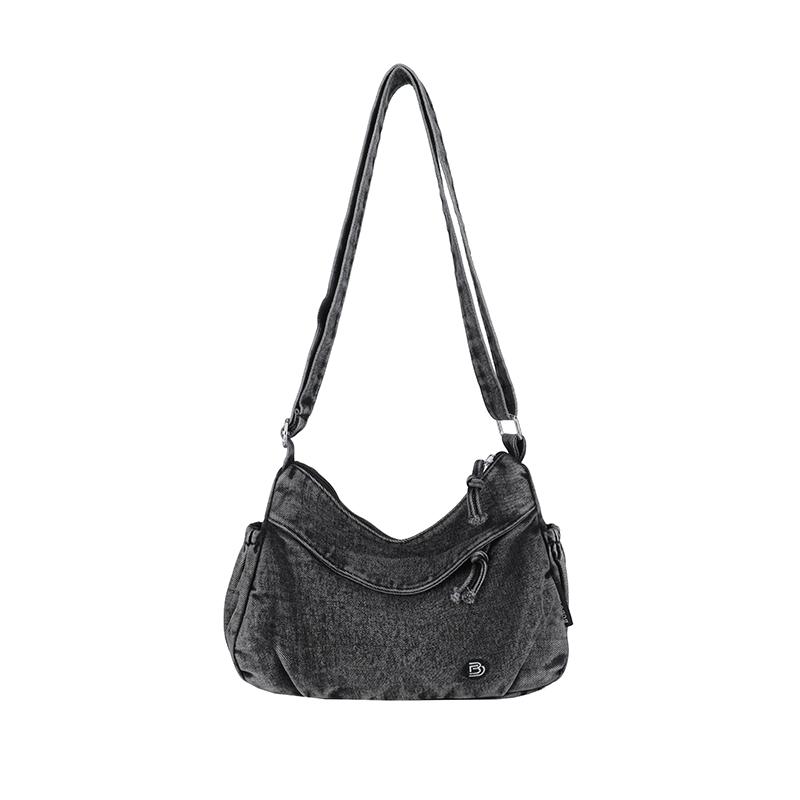 

Джинсовая сумка Женская сумка через плечо Большой вместимости Дорожная сумка на плечо чёрный