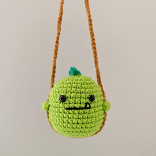 

Handmade Crochet Animal Car Charms - Soft Yarn Crafted Frog Penguin Chick Pendants Cute Rearview Mirror Decorations for Vehicle