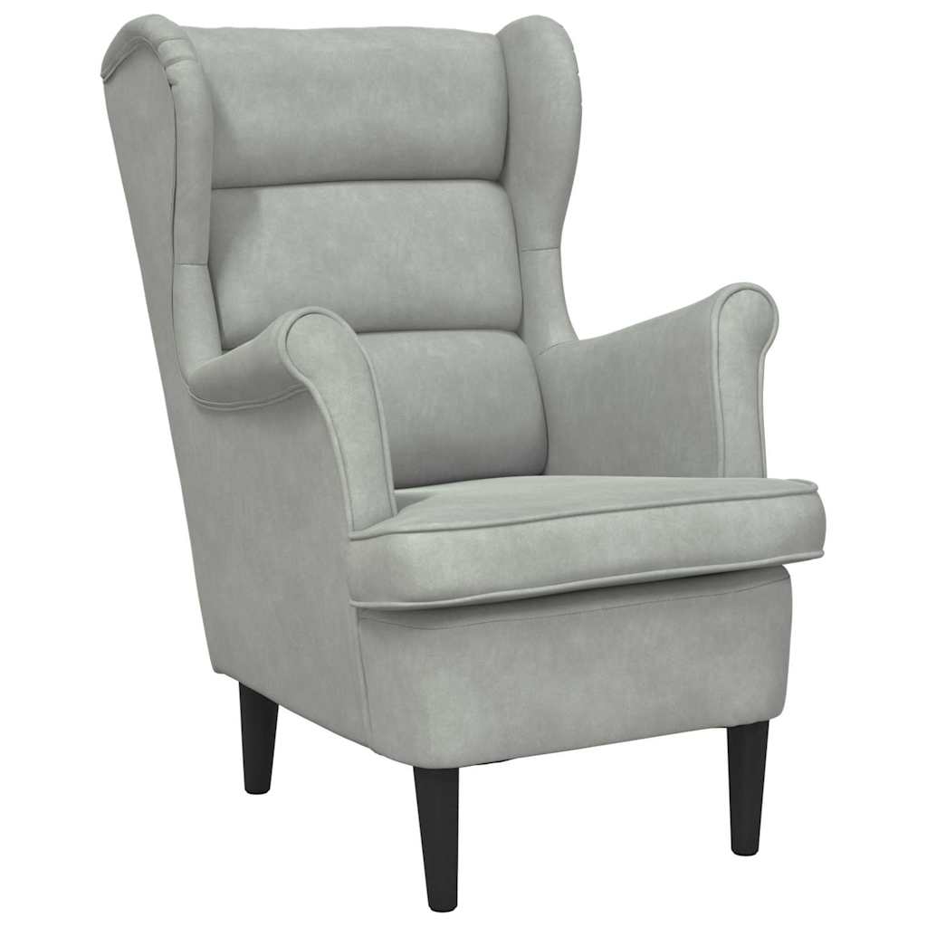 Armchair Light Grey Velvet