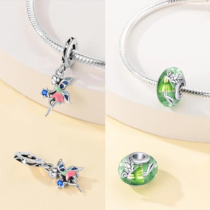 Original Copper Charms Butterfly Flower Girl Beads Fit Bracelet Accessories Women Jewelry Making Fine Jewelry Gift