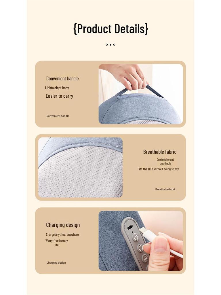 Rechargeable Wireless Massage Pad for Home & Office: Lumbar Support & Vibration Relaxation