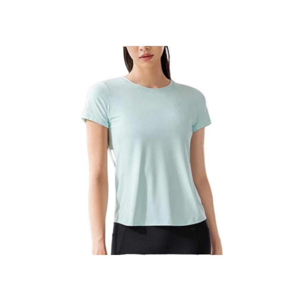 Li Ning Training Series Solid Color Ice Feel Comfortable Round Neck Pullover Short Sleeve T-Shirt Women Tops Light-Blue ATSR334-3