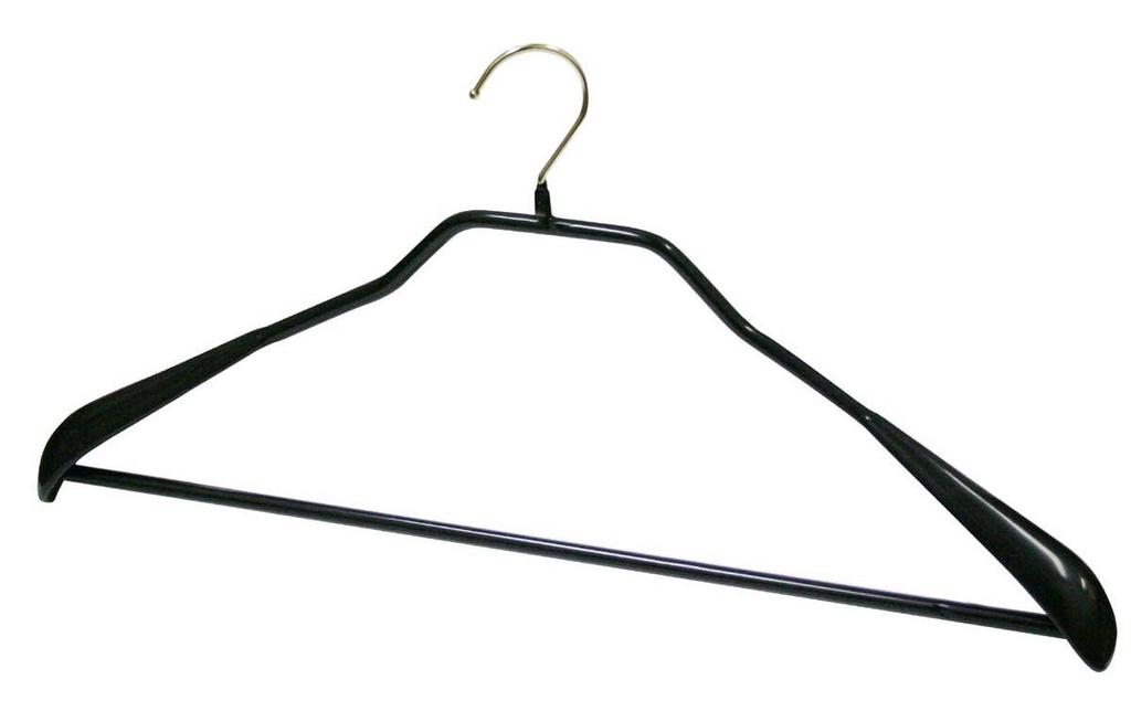 MAWA Hangers for Suits and Coats with Body Foam L 4401 Non-Slip Bar, Women's L/Men's Size, 5-Pack, Black,