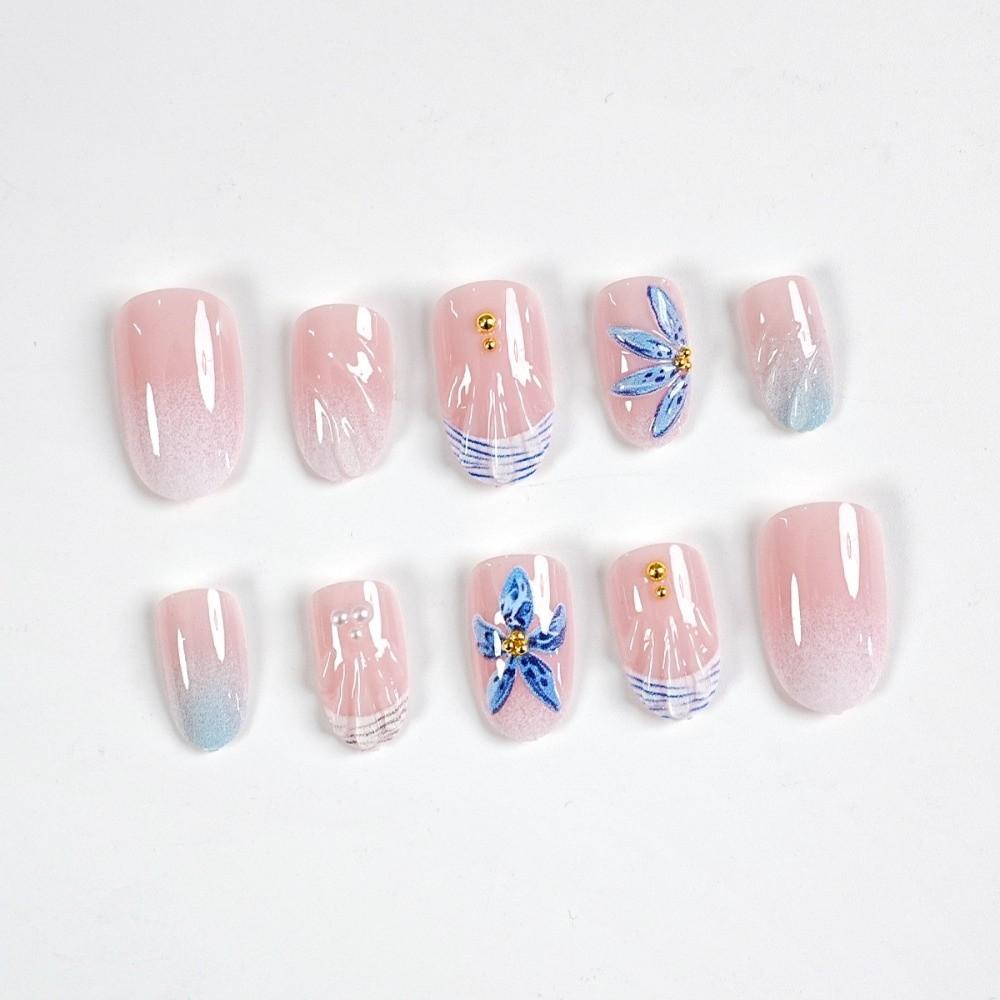24 Stück 3D Gel Press-on Nägel Vollabdeckung Falsche Nagelspitzen Neue Falsche Nägel Nagelkunst