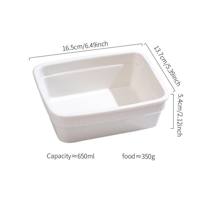 Household Ceramic Steamer Creative Steamer Steamer Suitable For Rectangular Baking Bowl Baking Baked Rice Bowl Steaming Dish Baking Plate