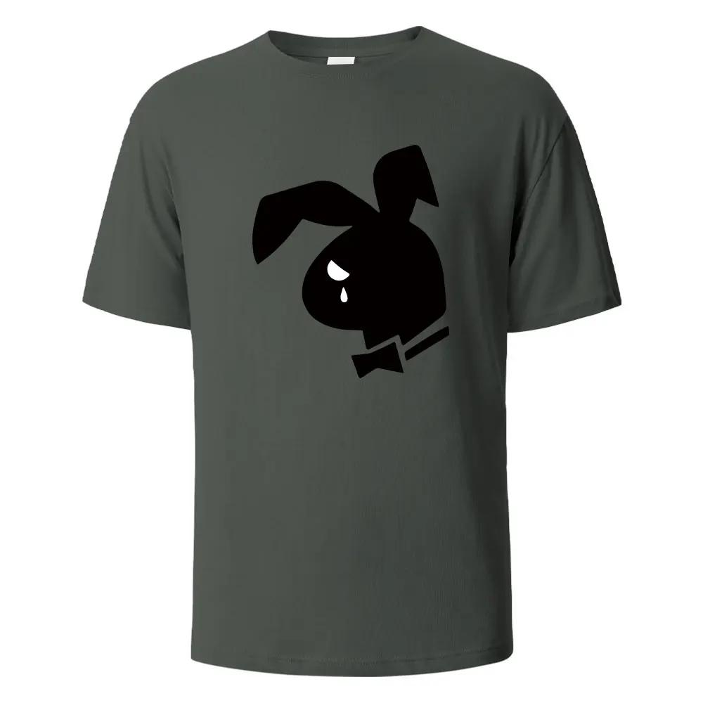 Weep Rabbit Street Lustiges T-Shirt Für Herren Mode Lässig Locker Baumwollkleidung Basic Oberteil Rundhals Atmungsaktives T-Shirt Hip Hop T-Shirts