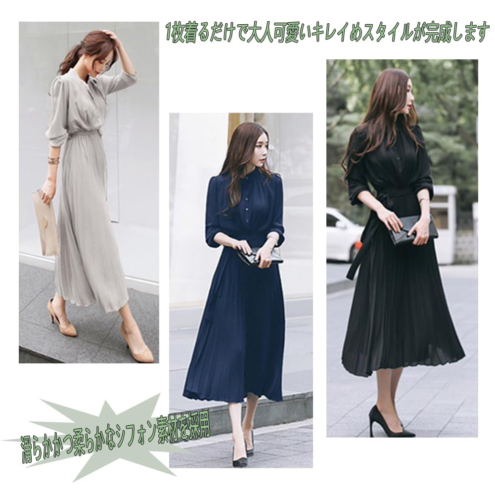 Pleated Chiffon Long Long Perfect for and Fall [SDSXZWG] Dress, Women's Dress, Sleeves, Cute, Slimming, Stylish, Elegant, Dates, Commuting, Weddings,