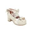 Lolita Shoes Women High Heels Pendant Lace Straps Bow Cute Girls Princess Tea Party Pumps Students Lovely Plus Size 34-48