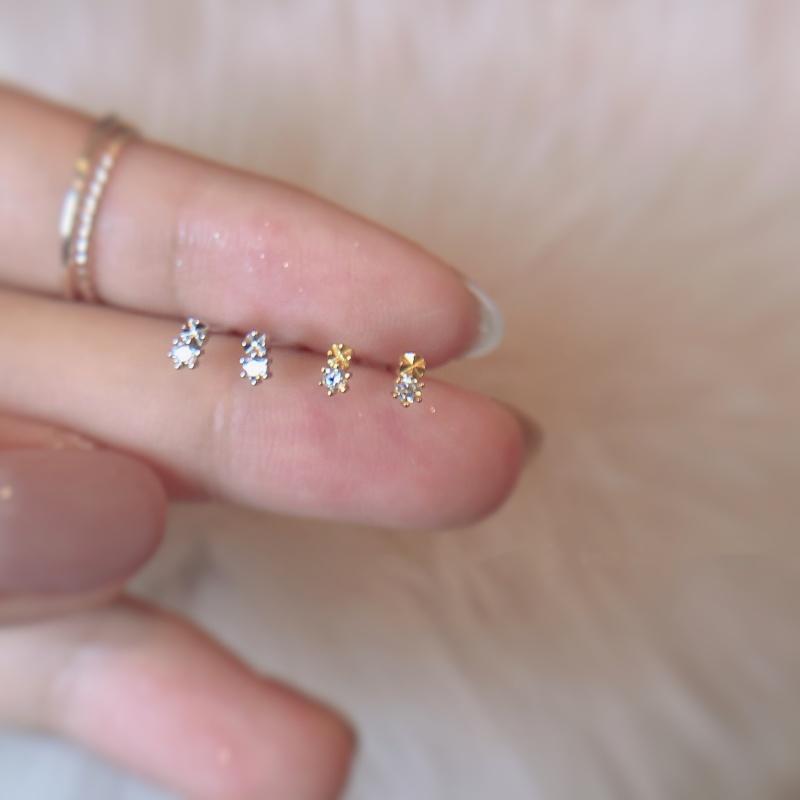 925 Silver Needle Simple Small Stud Earrings Round Cubic Zirconia Minimalist Stud Earrings Gift for Her