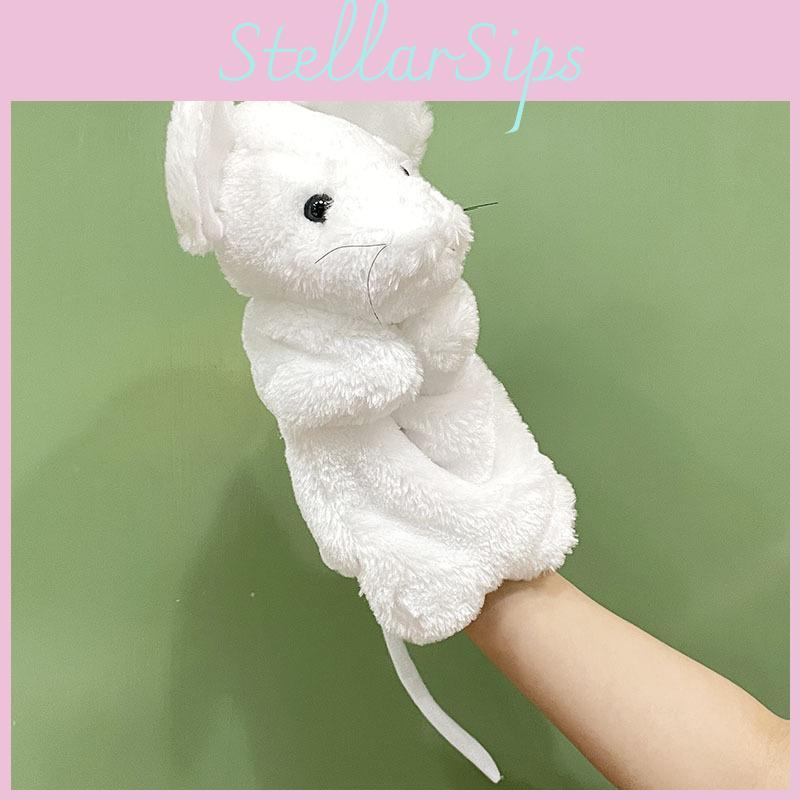 Plush White Gray Mouse Yellow Cat Hand Puppet Mouse For Childrens Play And Educational Use