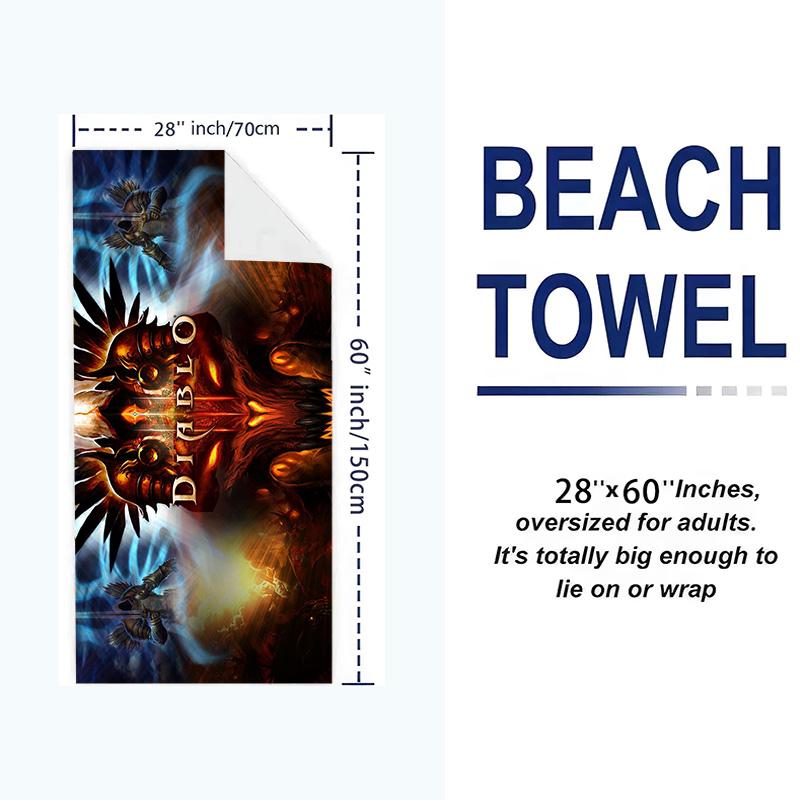 Diablo Print Beach Towel, Large Soft Quick Dry Towel for Beach Camping Swimming