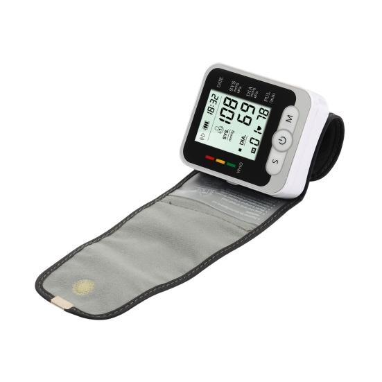 Electronic Blood Pressure Monitor Battery Powered One-click Measurement White Large Display Wrist Blood Pressure Machine for Home
