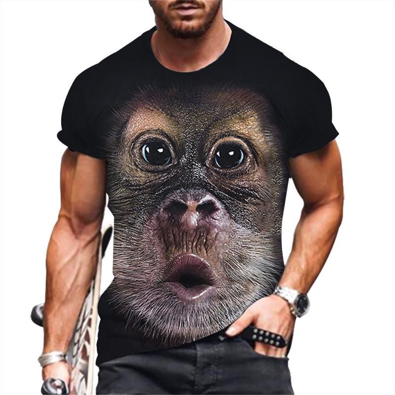 Fashion Animal Monkey Printed Kids Adult T-shirt Summer Women's and Men's Casual Outdoor Girl and Boy Short Sleeve Tees Top Pullover