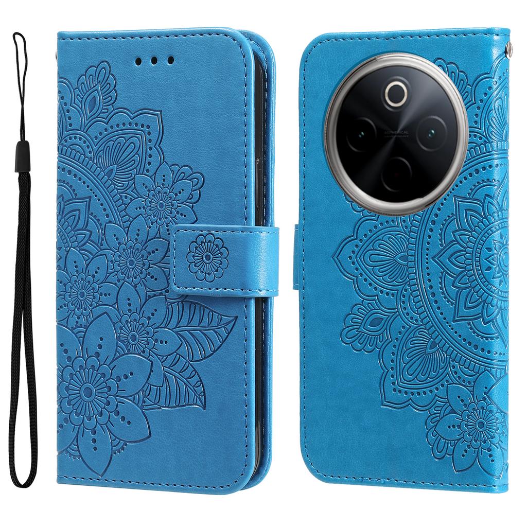 For Vivo Y300 Pro 5G Case Floral Pattern PU Leather Wallet Stand Phone Cover