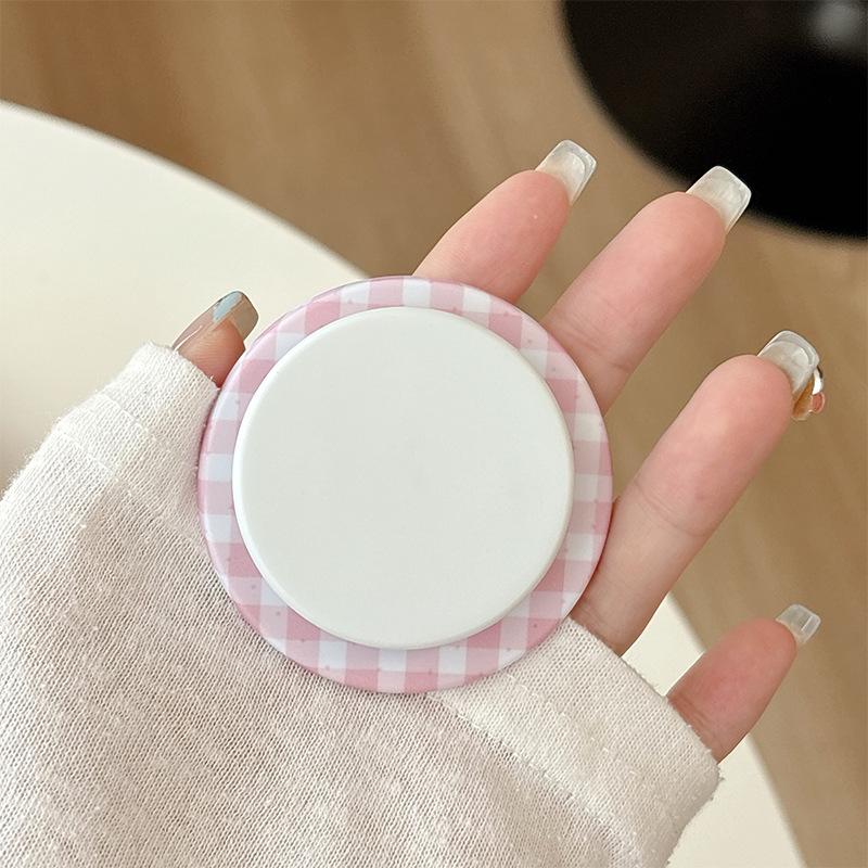 Plaid Simple Round Mobile Phone Airbag Bracket Magnetic Suction Telescopic Ring Wind Desktop Watching Drama Support