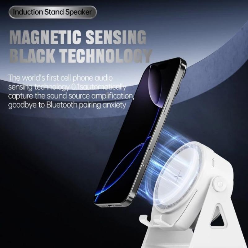 Bluetooth Wireless Induction Speaker Phone Holder Rgb & Rotating 360° With Power Bank