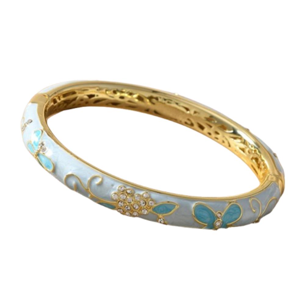 Traditional Hollow Out Flower Bangle Enamel Women's Hand Bracelet  Jewelry Gifts