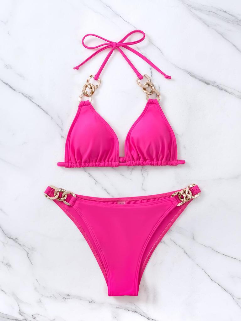 2022 European & American Solid Color Triangle Bikini - Sexy Women's Two-Piece Swimsuit
