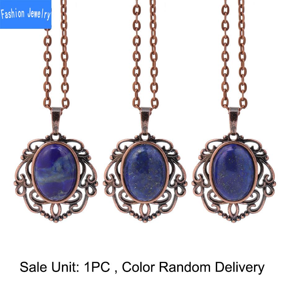 European and American retro personalized fashion hollow lace natural crystal stone water drop pendant green aventurine necklace jewelry