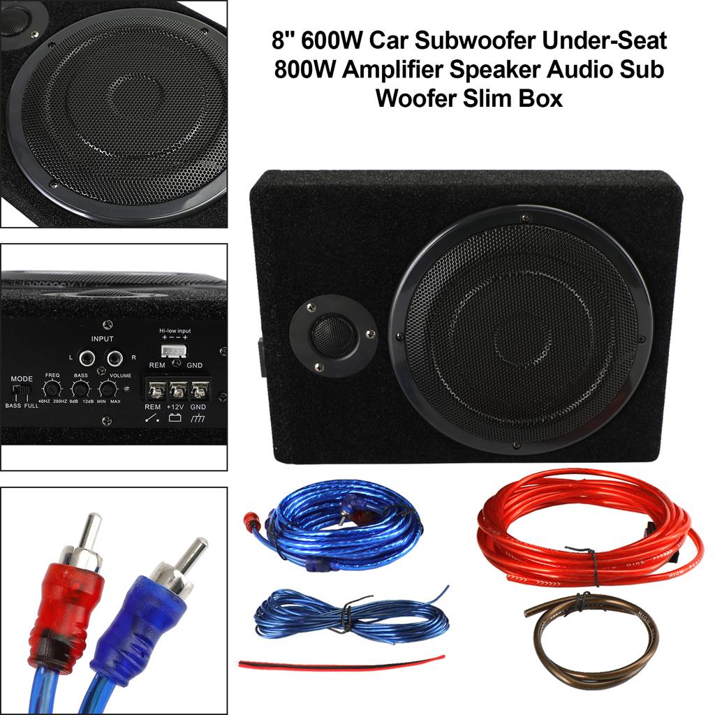 8" 600W Car Subwoofer Under-Seat Amplifier Speaker O Sub Woofer Slim Box US