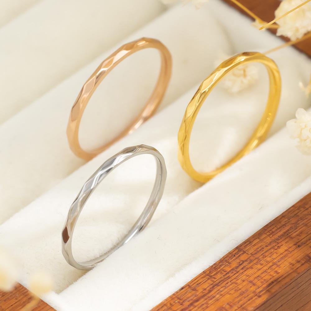 Women's Titanium Steel Diamond Ring: Colorfast, Lightweight Luxury, Trendy Thin Band