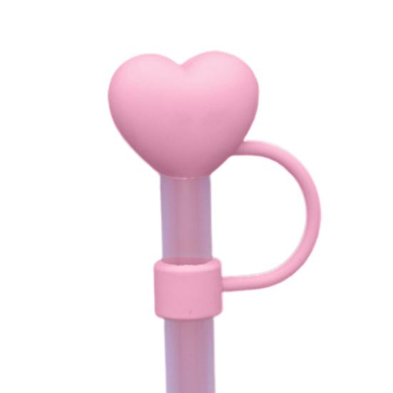 1/8Pcs 9-10MM Straw Love Heart Cover Food Grade Silicone Reusable Dust-proof Cute 30/40Oz