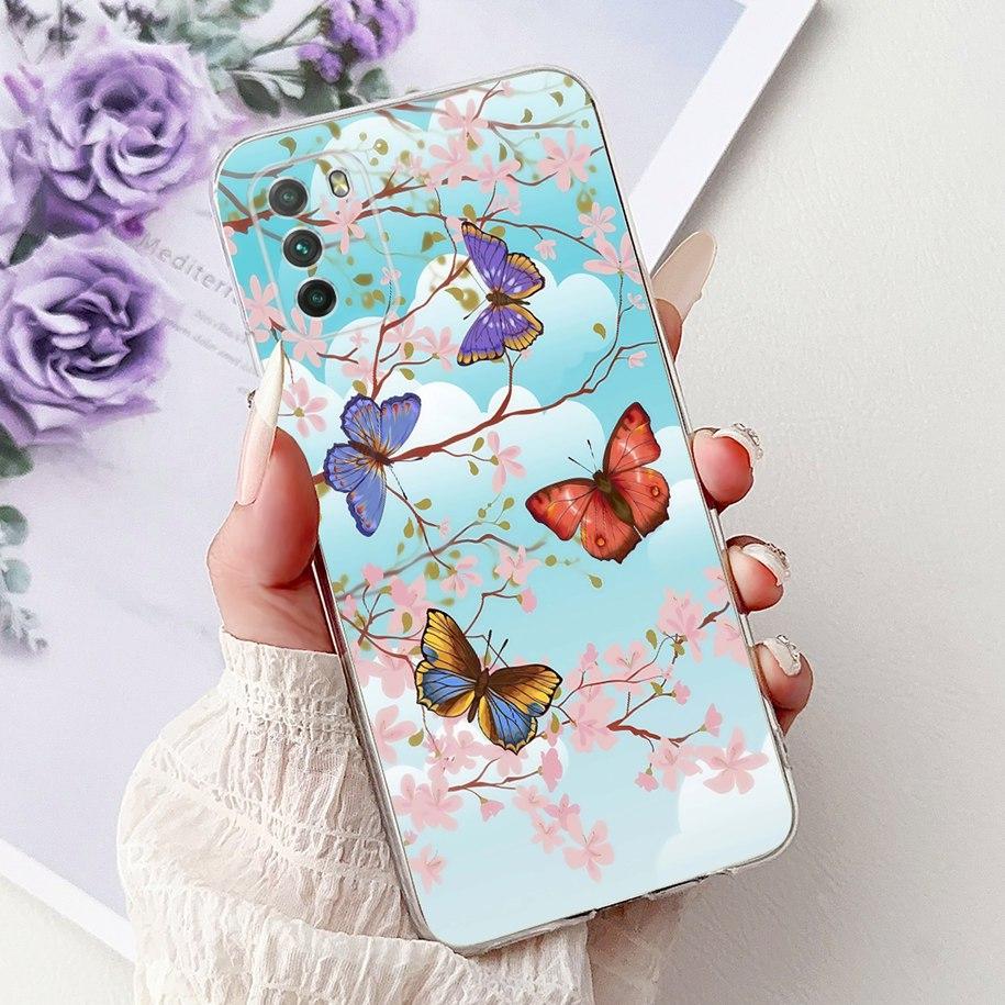 For Xiaomi Poco M3 Case Poco M3 Pro 5G Cover Fashion Flower Bowknot Capa Soft Slim Silicone Bumper For Xiaomi PocoM3 M3Pro Shell