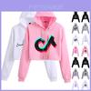 Tok Tik Women Short Pullover Hoodie Spring Autumn Sweatshirt Jumper Tops Crop