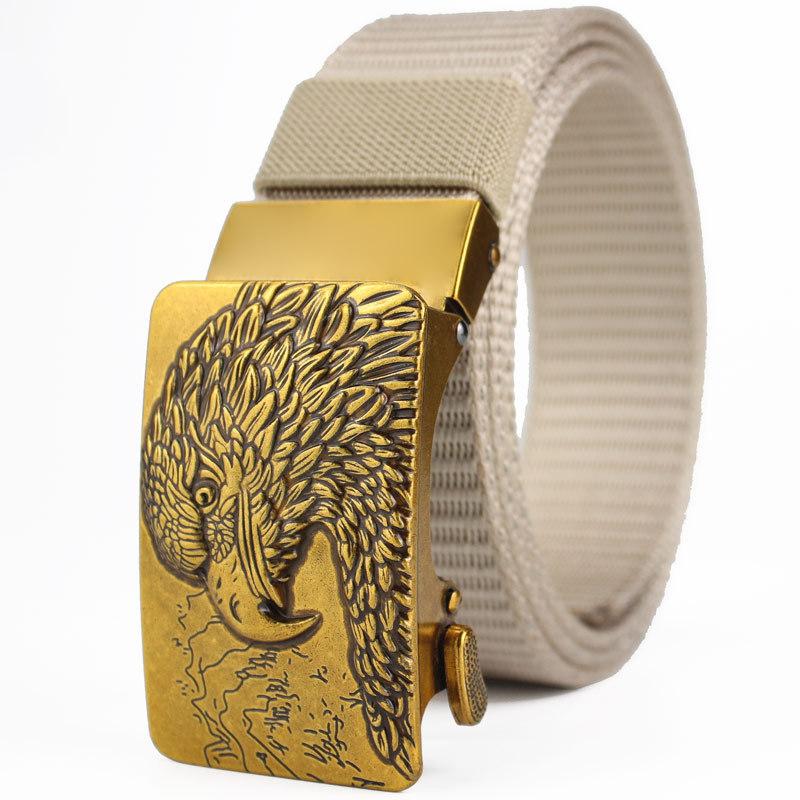 Belt, Men's Automatic Buckle Toothless Business Casual Men's Belt, Young People's Personality Trendy Nylon Canvas