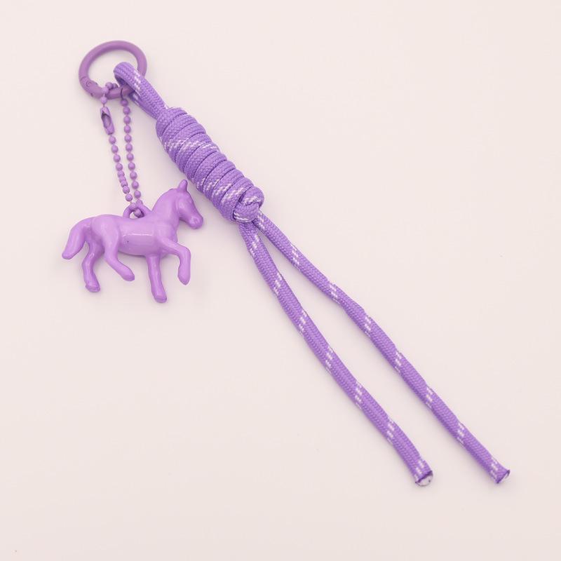 

Handmade Woven Horse Keychain with Tassel - Year of the Horse Ornament & Bag Accessory фиолетовый