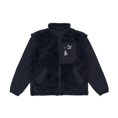 Paisley Pocket Embroidery Faux Lambswool Spliced Stand Collar Cotton Jacket Men Jacket Black 534974-01