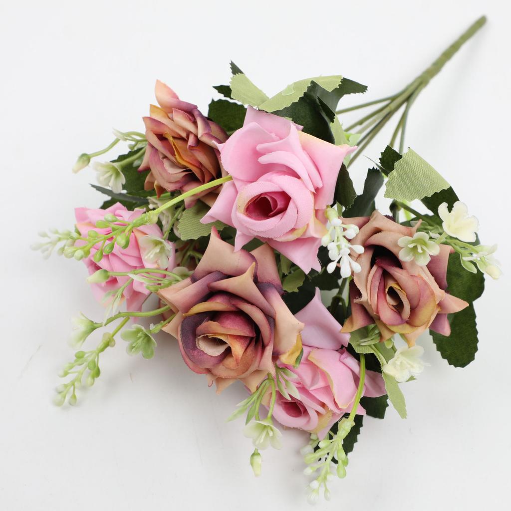 Fake Roses, Artificial Flowers Realistic Silk Faux Rose With Stems For Wedding Decoration Anniversary Bridal Bouquet Floral Arrangement