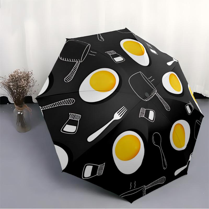 1pc Egg PatternAutomatic Open/close Folding Umbrella, Compact Portable Travel Umbrella, Perfect Birthday/Holiday, Cute Umbrella Y013