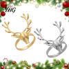 Elegant Wedding Table Accessories Christmas Deer Napkin Ring, Metal Elk Head Holder, Reusable Reindeer Holders for Dining Holiday Ring Decor