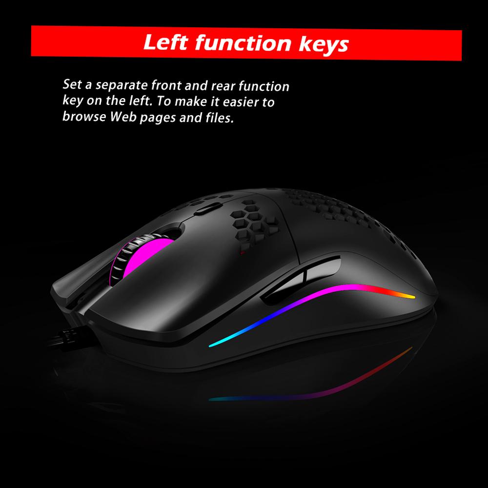 ZELOTES C-7 USB Проводная мышь RGB Игровая мышь 16000DPI Компьютерные игровые мыши Выдолбленные сотовые соты