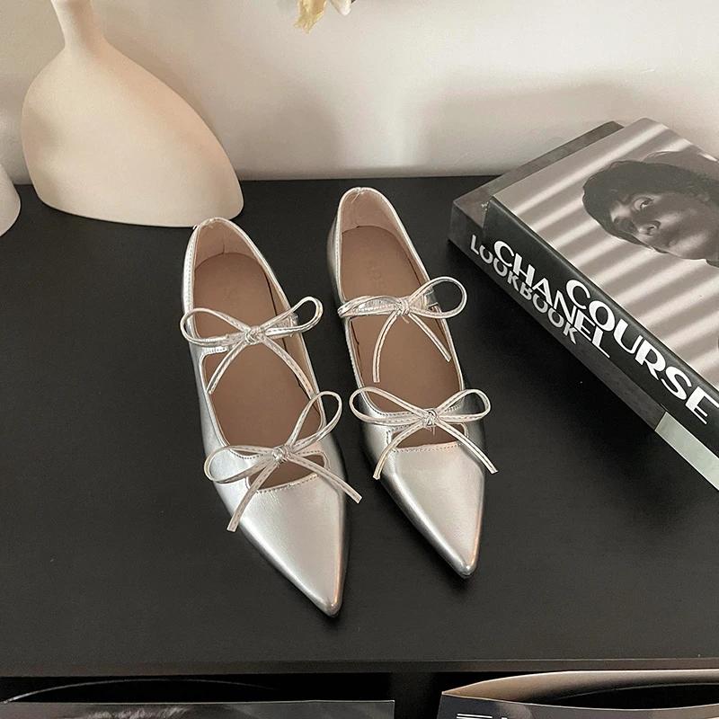 Fashion Butterfly-knot Women Mary Jane Shoes Fashion Pointed Toe Internal Elevation Shoes Spring Autumn Ladies Elegant Dress Pumps