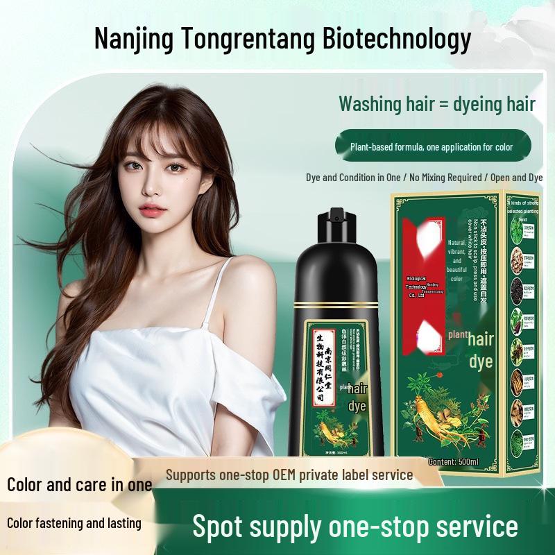 Plant-Based Hair Dye - Gentle, Non-Irritating, Colorfast Black Formula, Covers Gray, Scalp-Safe, No Hair Damage