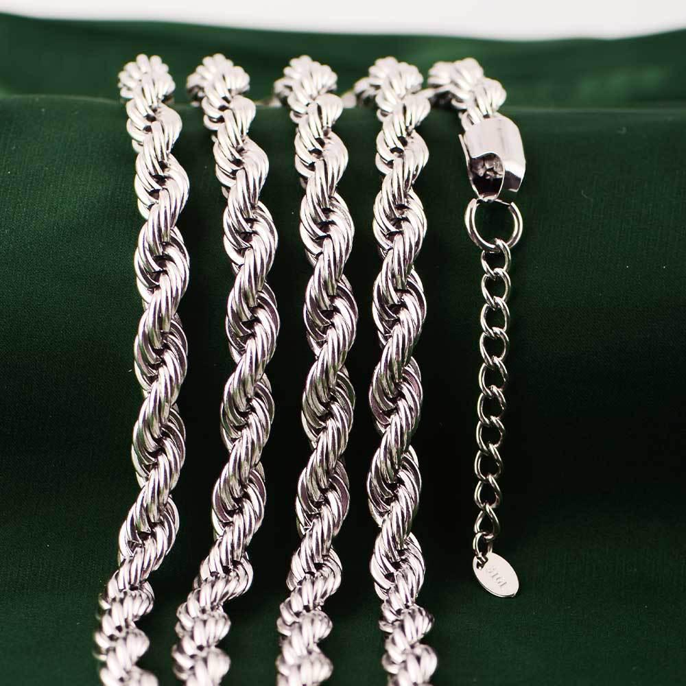 Non-Fading 316L Stainless Steel Rope Chain Necklace for Men & Unisex, Hip Hop Style