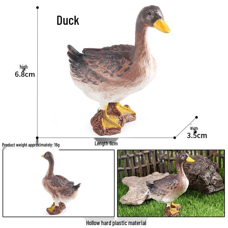 Children's Farm Animal Models: Cow, Pig, Rooster, Donkey, Duck, Cat, Sheep - Plastic Toy Set