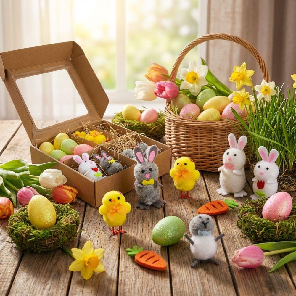 Happy Easter Easter Eggs Chick Ornament Realistic Bunny Chicken Doll  Festival Party