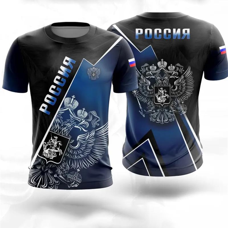 Russian Coat Of Arms T-shirt For Men's Clothes Camouflage Outdoor Sport Wear T Shirt Short Sleeve Tee Top Summer Women's T-shirt