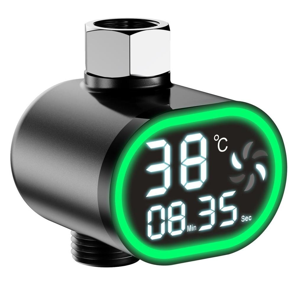 Durchflussbetriebenes Duschthermometer mit digitaler Echtzeitanzeige, Wasserbetrieben, keine Batterie erforderlich, Farbwechselnde Temperaturanzeige für Badezimmer Saf