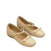 Women's low-heeled shoes versatile thick-heeled single shoes 2025 spring and autumn shallow mouth square head bow French one-word buckle Mary Jane s