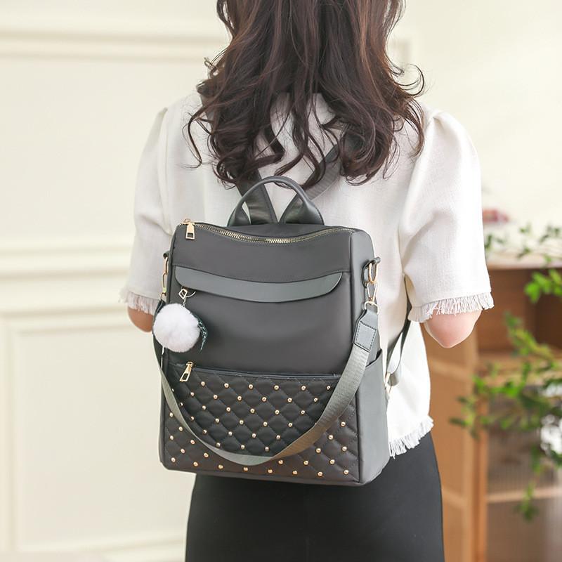 IELGY backpack, nylon cloth rhombus schoolbag, large-capacity Korean version of leisure students Korean version of travel backpack