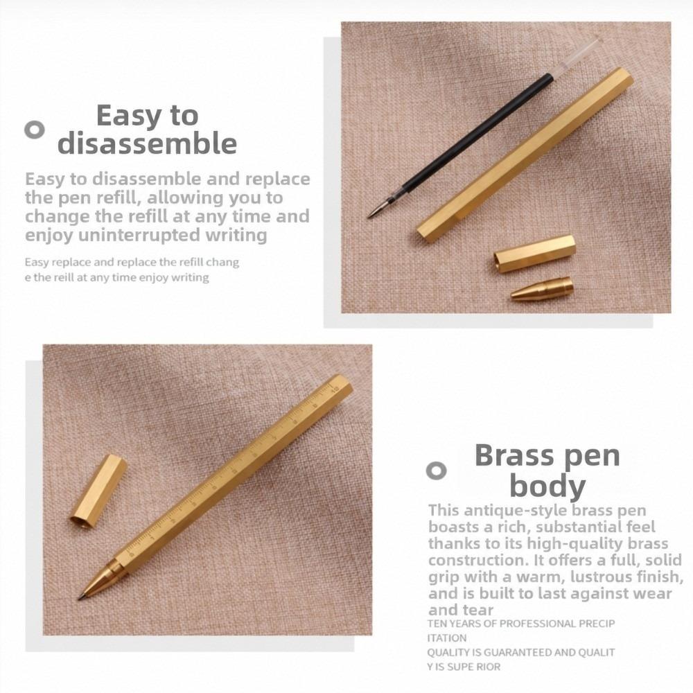Solid Signature Pen Brass Body 0.5mm Tip Pen Handheld Writing Brass Writing Pen Business Thing